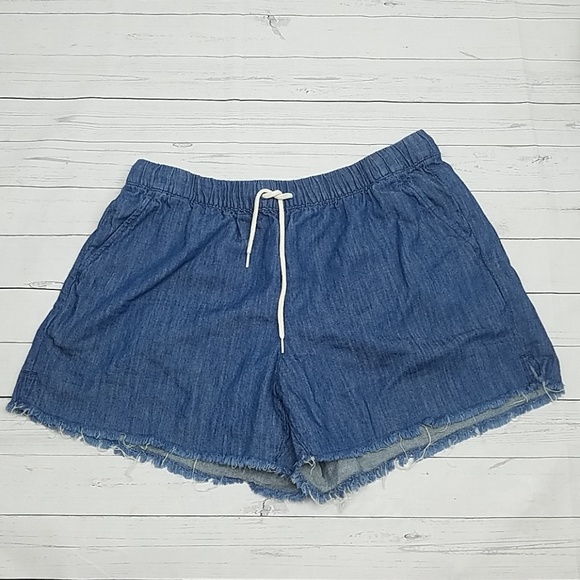 Madewell Pants - Madewell Sz L Drawstring Denim Fringe Shorts